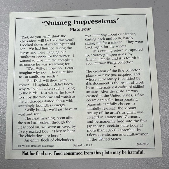 8 inch Bradford Exchange Plate “Nutmeg Impressions” - Picture 7 of 9